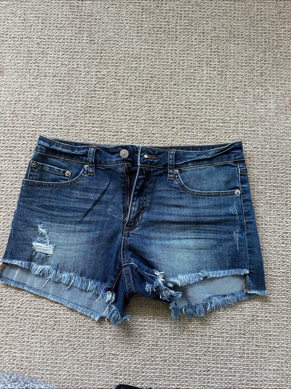 Just USA Dark Blue Distressed Denim Cutoff Shorts